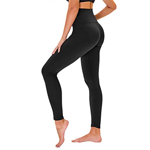 TNNZEET High Waisted Pattern Leggings for Women - Soft Tummy Control Printed Pants for Workout Yoga Black