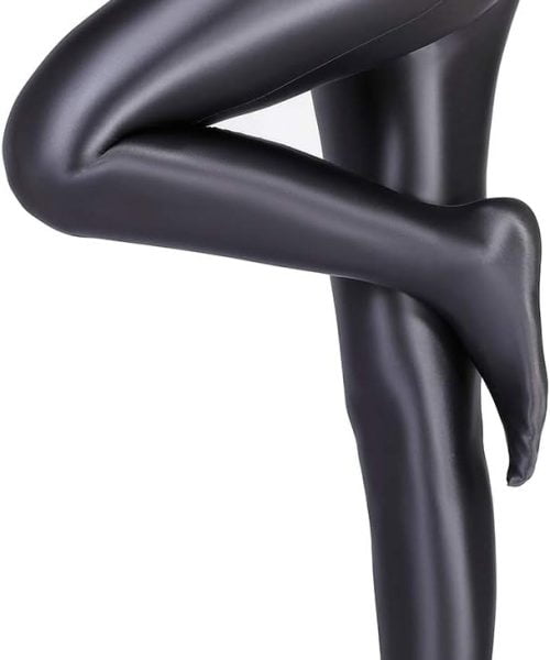 High Waist Glossy Opaque Tights by Leohex: Shiny Yoga Pants & Sexy Sports Leggings for Women - Comfortable Nylon Spandex Blend for Fitness, Ballet, Gymnastics & Casual Wear