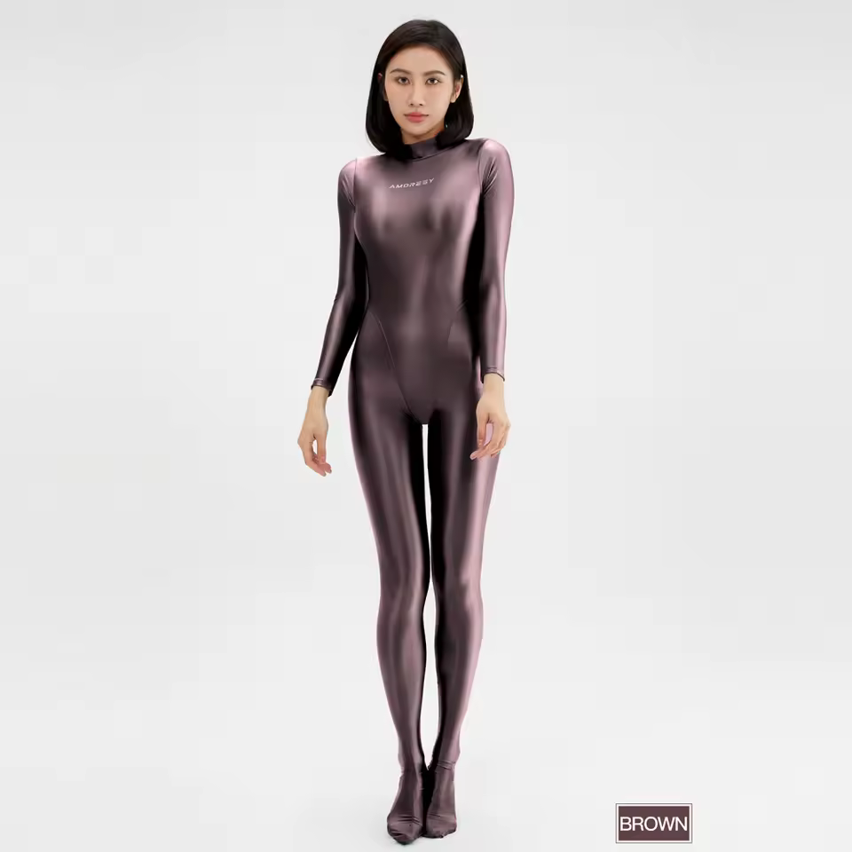 AMORESY 2026 Women's Glossy Glossy Full-body suit with Zipper - Full-Body Tight Tights One-piece bodysuit Overall Complete bodysuit Jumpsuit AMORESY 2026 Women's Glossy Glossy Full-body suit with Zipper - Full-Body Tight Tights One-piece bodysuit Overall Complete bodysuit Jumpsuit - Image 3