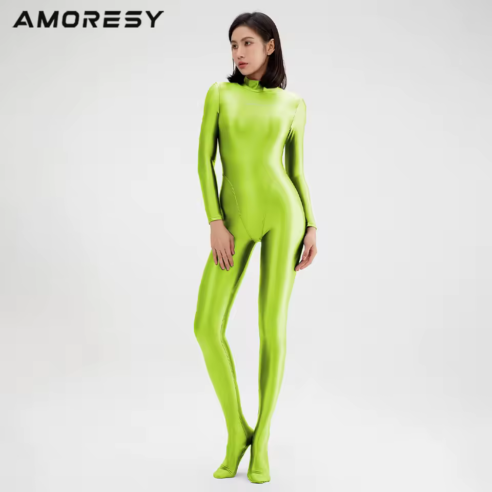 AMORESY 2026 Women's Glossy Glossy Full-body suit with Zipper - Full-Body Tight Tights One-piece bodysuit Overall Complete bodysuit Jumpsuit AMORESY 2026 Women's Glossy Glossy Full-body suit with Zipper - Full-Body Tight Tights One-piece bodysuit Overall Complete bodysuit Jumpsuit - Image 5