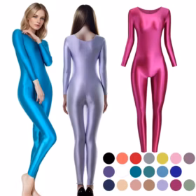 MJINM Shiny Glossy Women's Fitness Form-fitting bodywear - Opaque Yoga Jumpsuit & Bodysuit Playsuit One-piece stretchwear