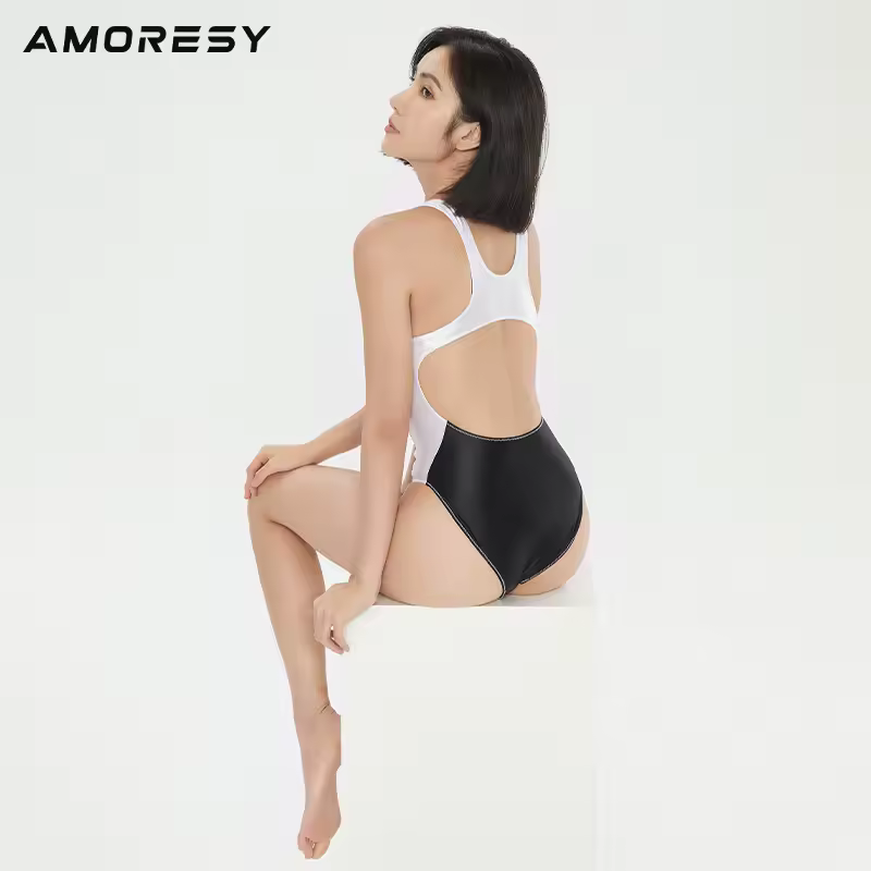 AMORESY Aphrodite Series Tight Black and White Slim Fit Competitive Surfing One-piece swimsuit for Hot Spring Vacations AMORESY Aphrodite Series Tight Black and White Slim Fit Competitive Surfing One-piece swimsuit for Hot Spring Vacations - Image 5